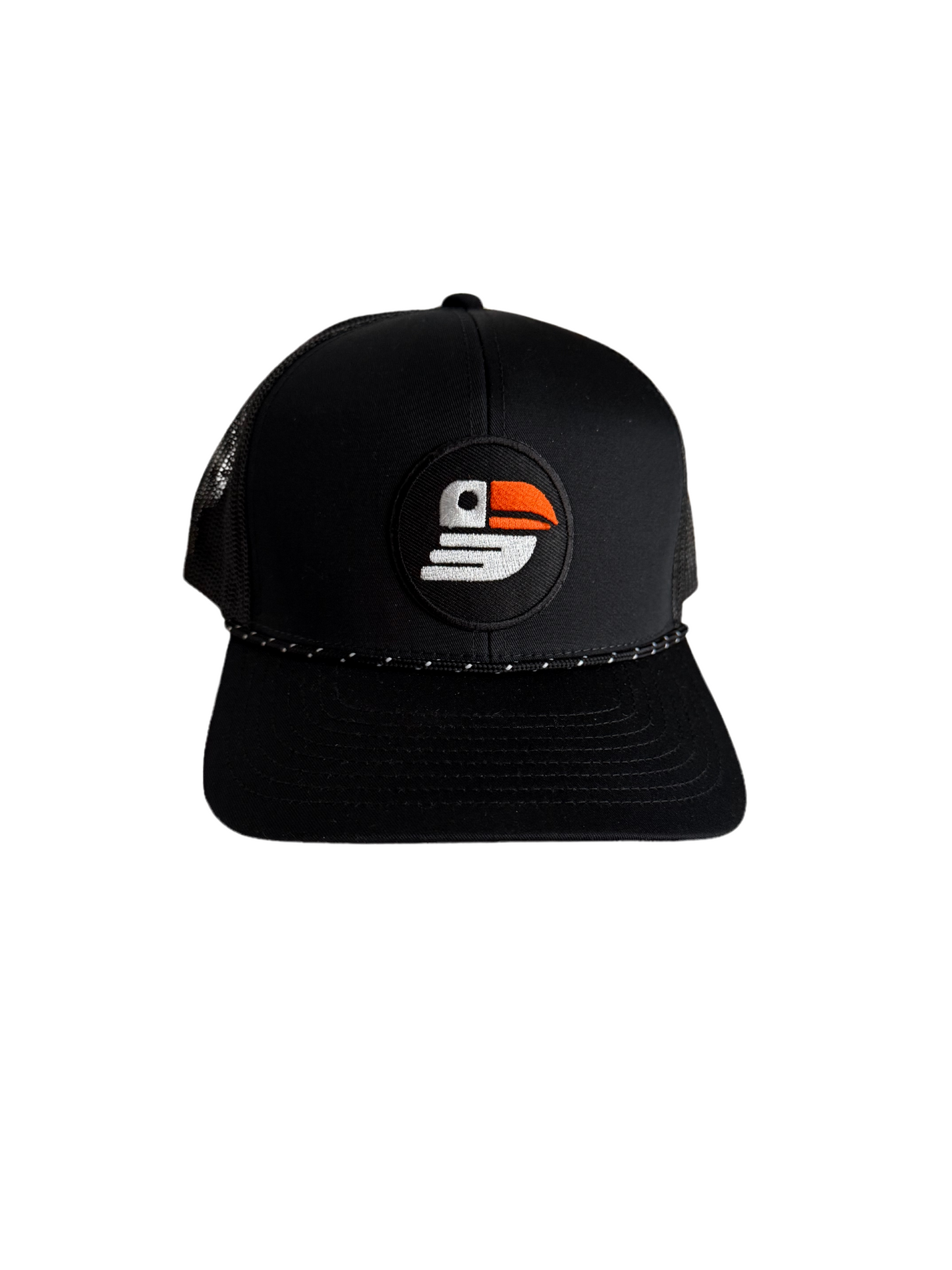 Snapback Trucker Hat w/rope - Black