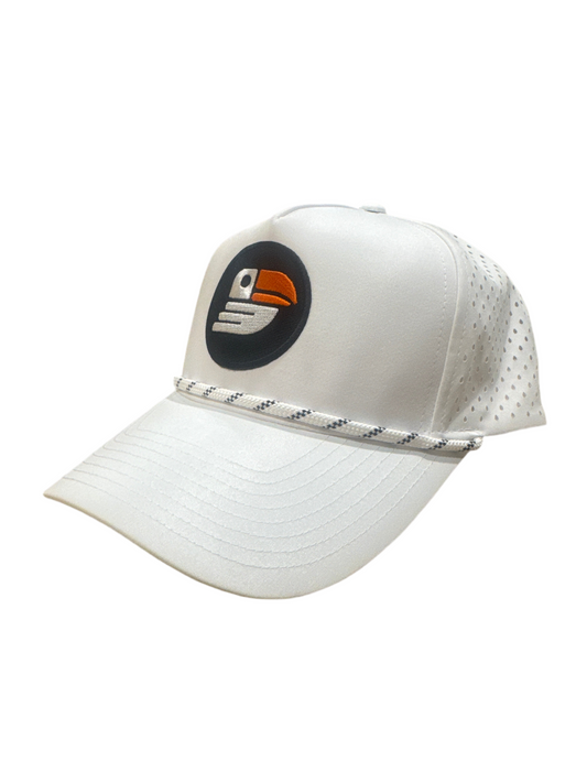 Snapback Performance Hat w/rope- White