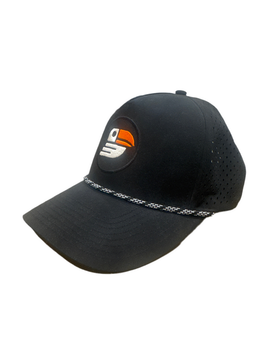 Snapback Performance Hat w/rope- Black