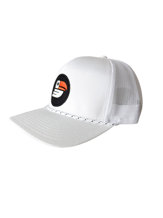 Snapback Trucker Hat w/rope - White